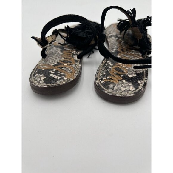 Sam Edelman Gela Black Suede Leather Fringe Sandals Women's Size 8.5 Summer - Picture 16 of 16